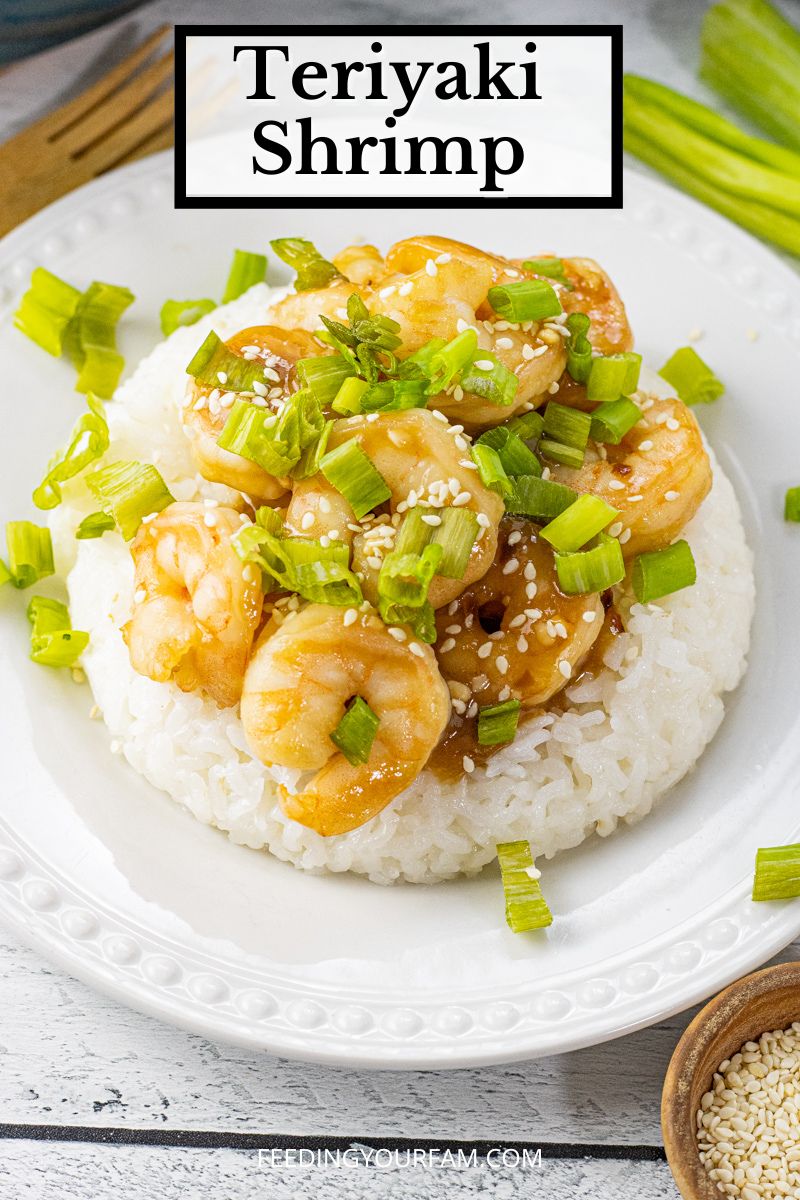 shrimp with teriyaki sauce on rice