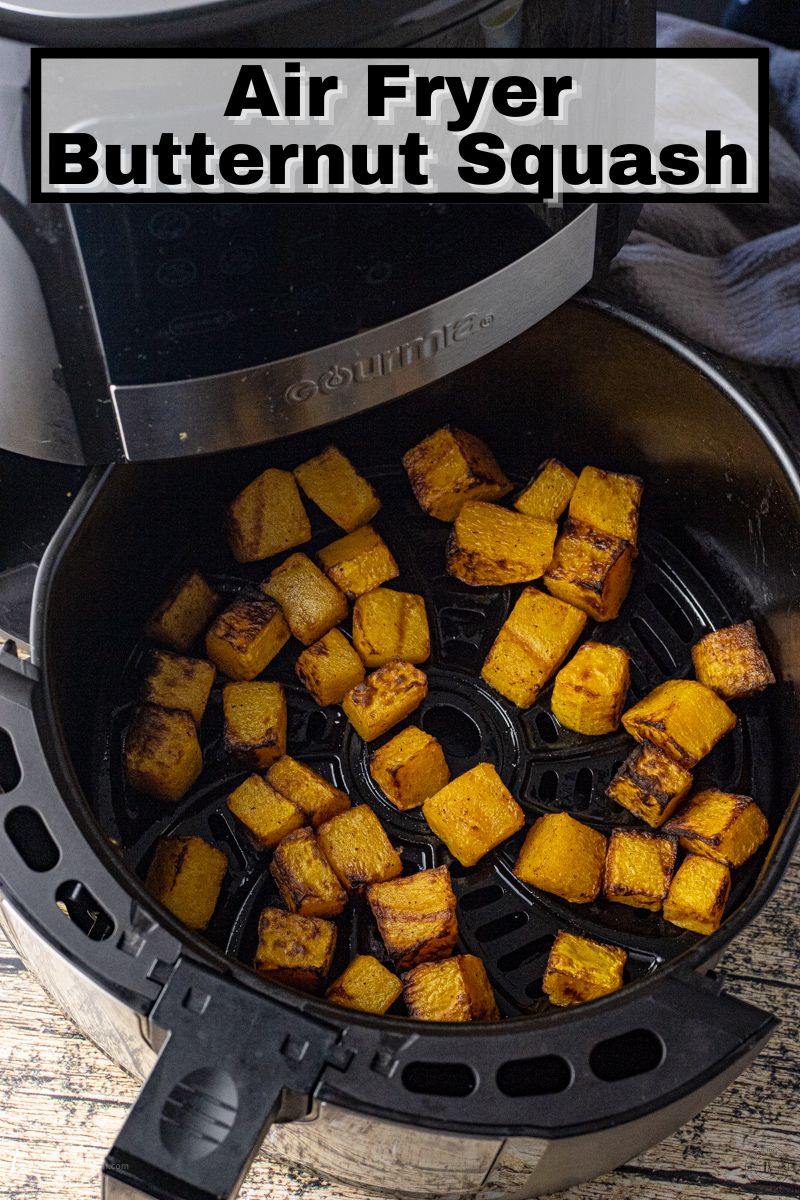 Air fryer butternut squash is a great side dish of buttery, cubed butternut squash perfectly seasoned and quickly cooked in the air fryer.