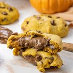 pumpkin cookie stuffed with melty chocolate