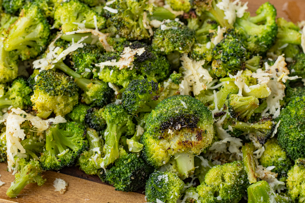 broccoli roasted and topped with parmesan cheese