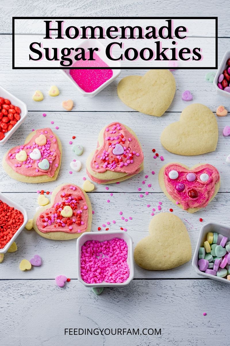 heart shape sugar cookies frosted with pink frosting