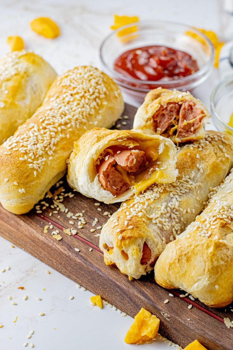 These Pigs in a Blanket go beyond comfort food, they are pure bliss all wrapped in a buttery biscuit package.