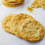 close up picture of 3 snickerdoodle cookies