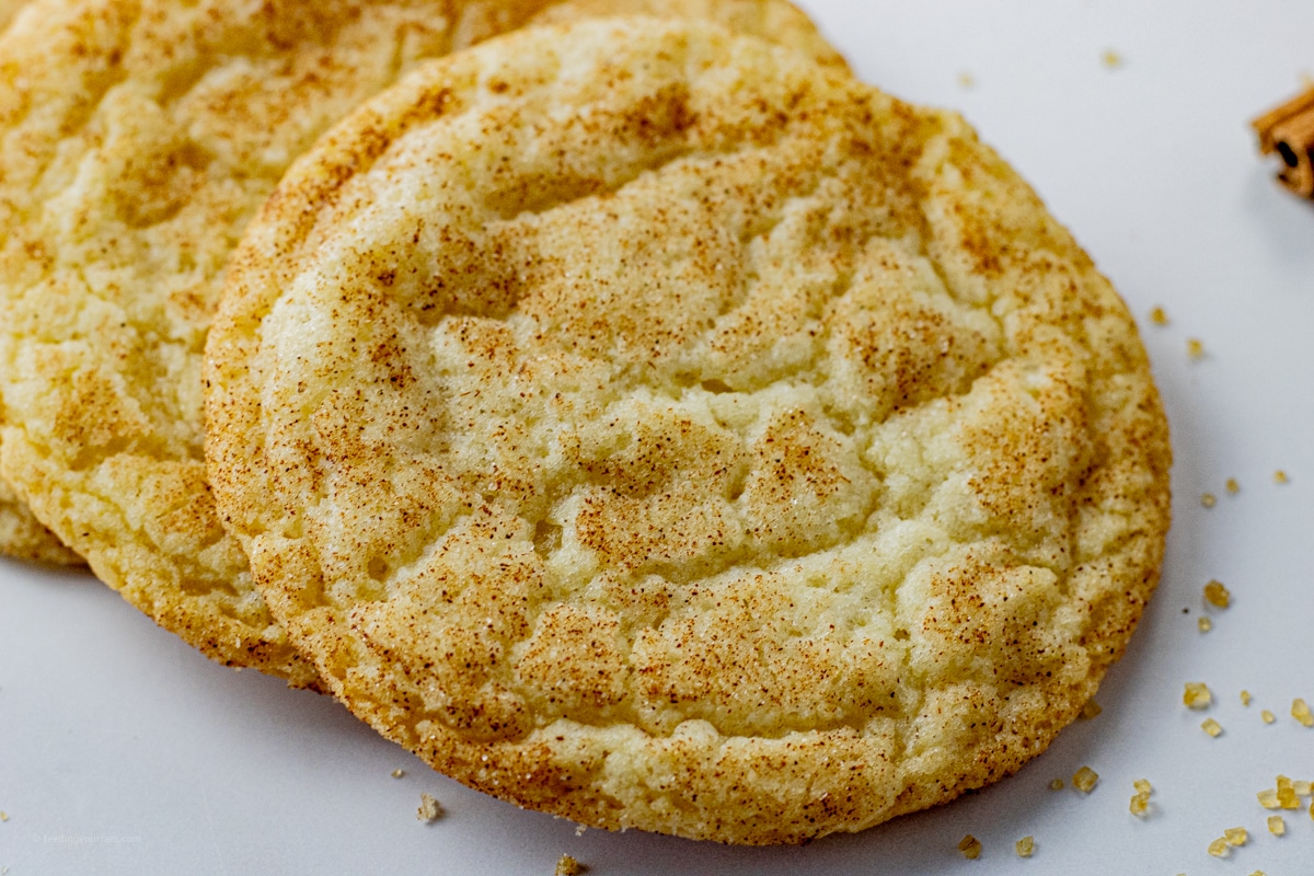 pile of three cinnamon sugar snickerdoodle cookies