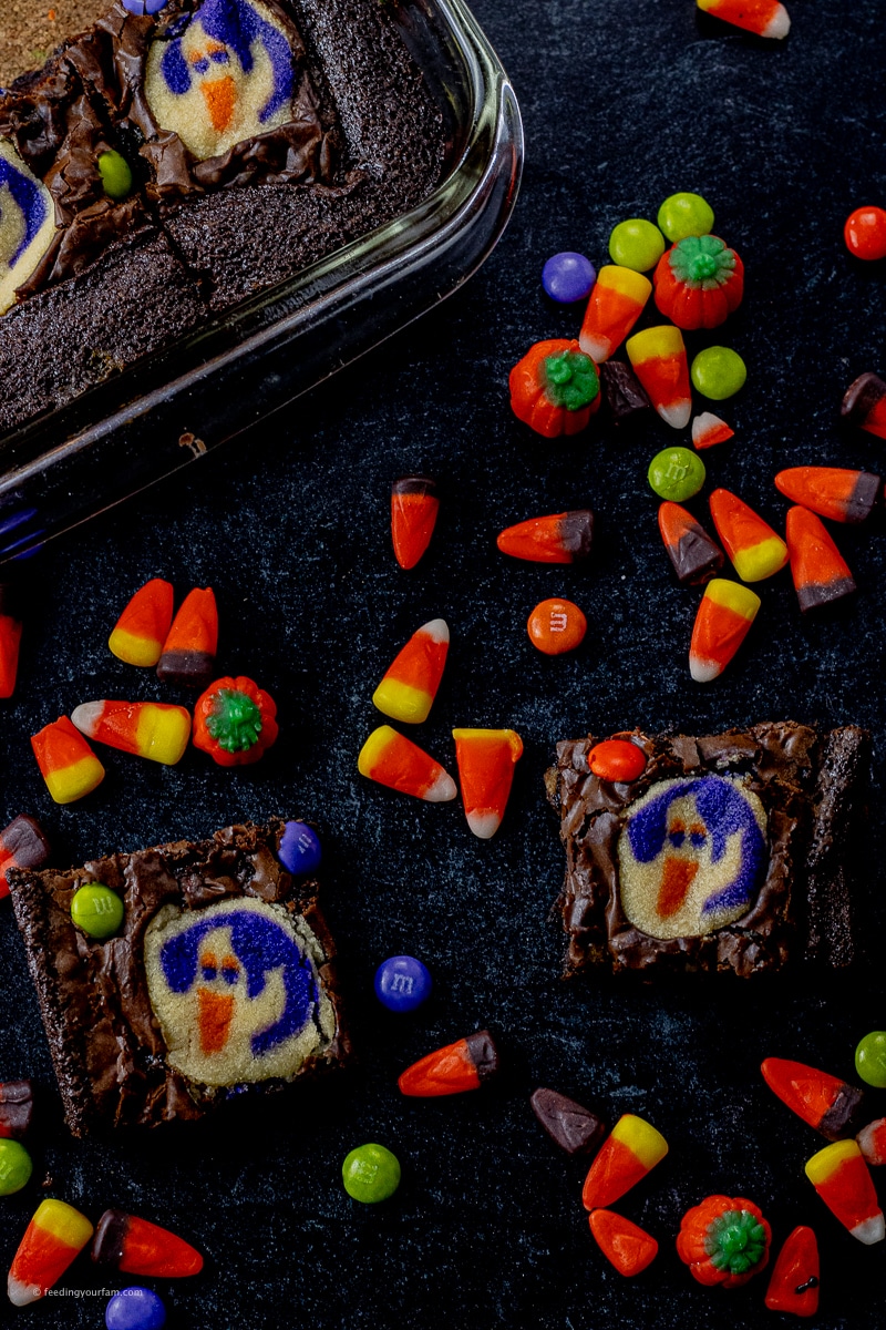brownies topped with ghost sugar cookies