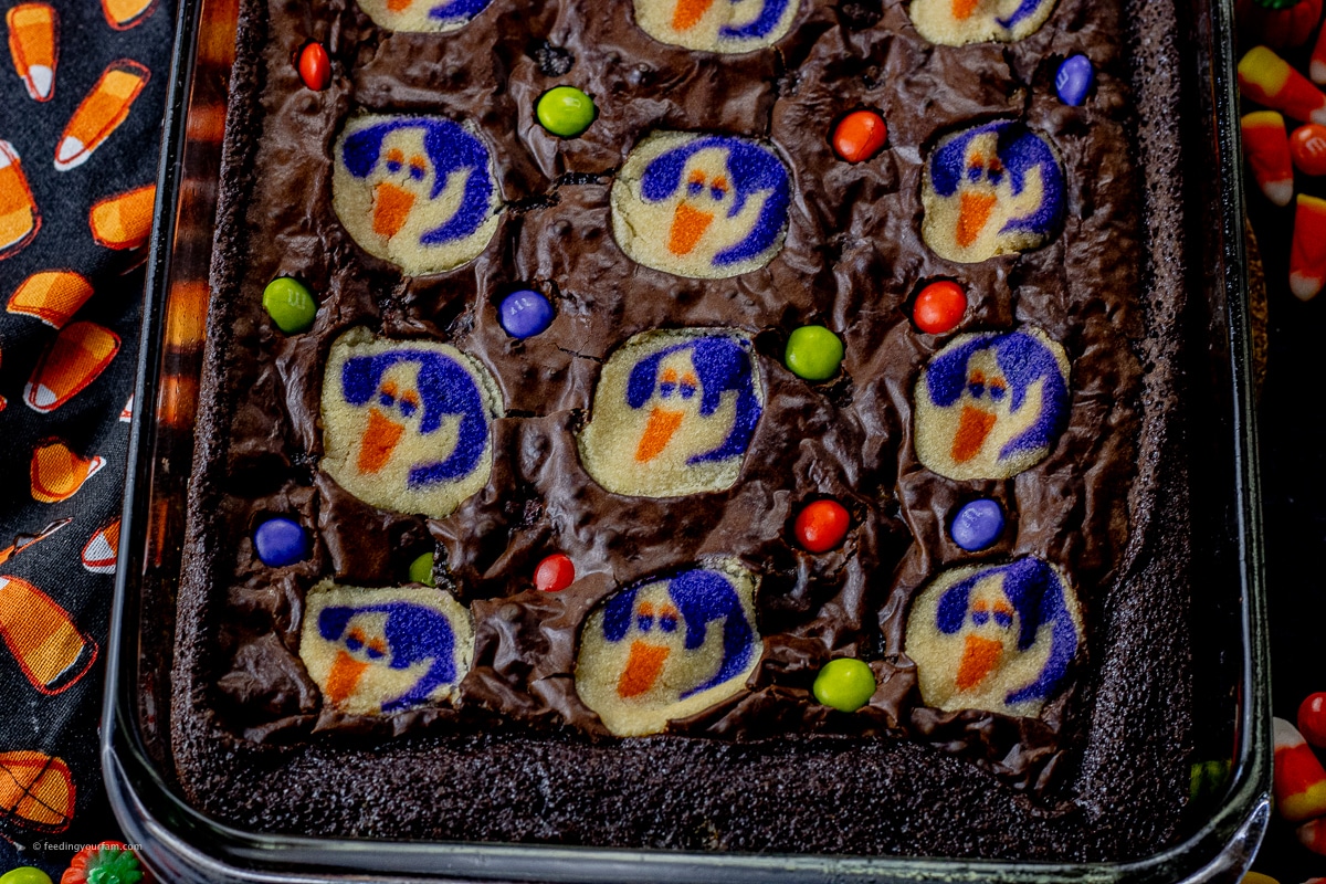 brownies baked with ghost sugar cookies on top