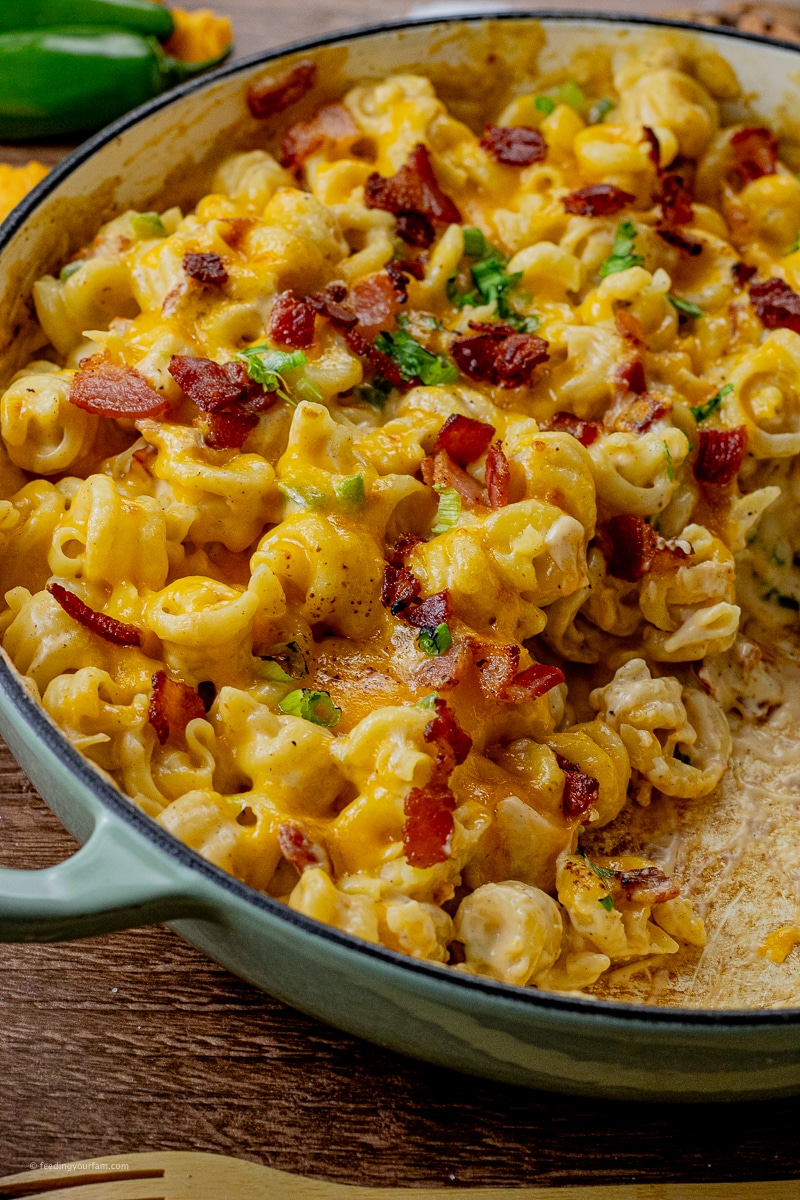 Jalapeno Popper Mac and Cheese is full of indulgent flavors from bacon, jalapenos, cream cheese and sharp cheddar, this macaroni and cheese recipe will instantly become a new fam favorite!