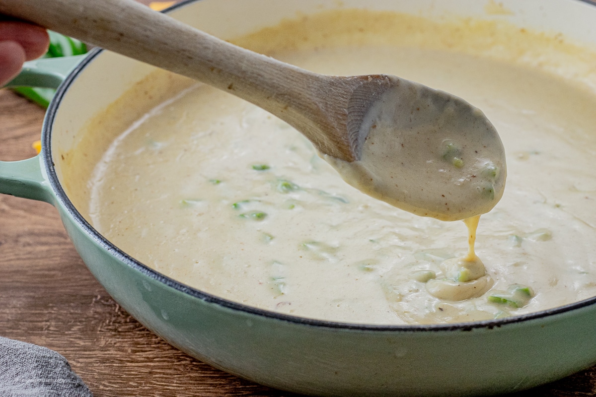 thicken sauce made with milk and jalapenos