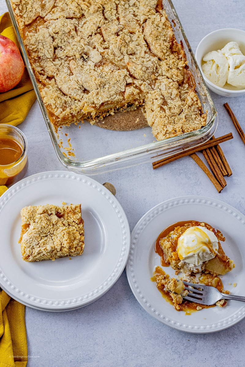 Fall is in the air and that means time for all things apple! These apple pie bars are the perfect Fall treat! All the flavors of apple pie, but much easier to make!