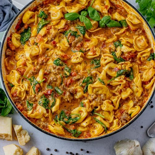 Family Favorite Creamy Tortellini With Sausage - Feeding Your Fam