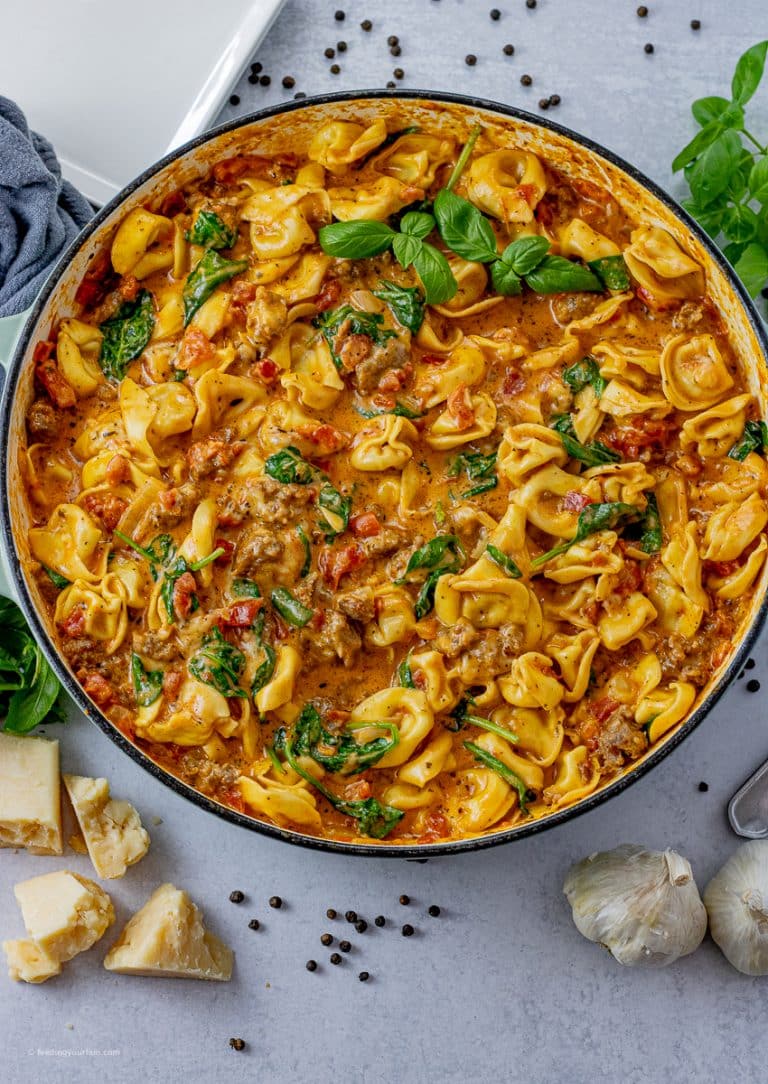 Family Favorite Creamy Tortellini With Sausage - Feeding Your Fam