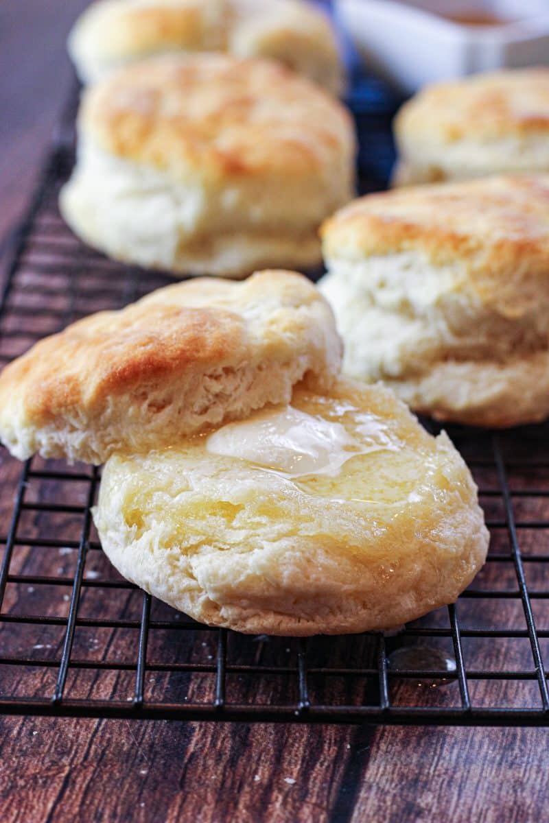 butter melting on a hot biscuit