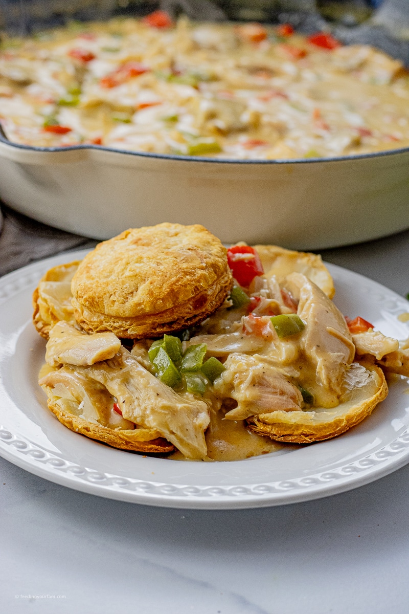 puff pastry circle over creamy chicken a la king