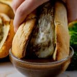 dipping a french dip into au jus