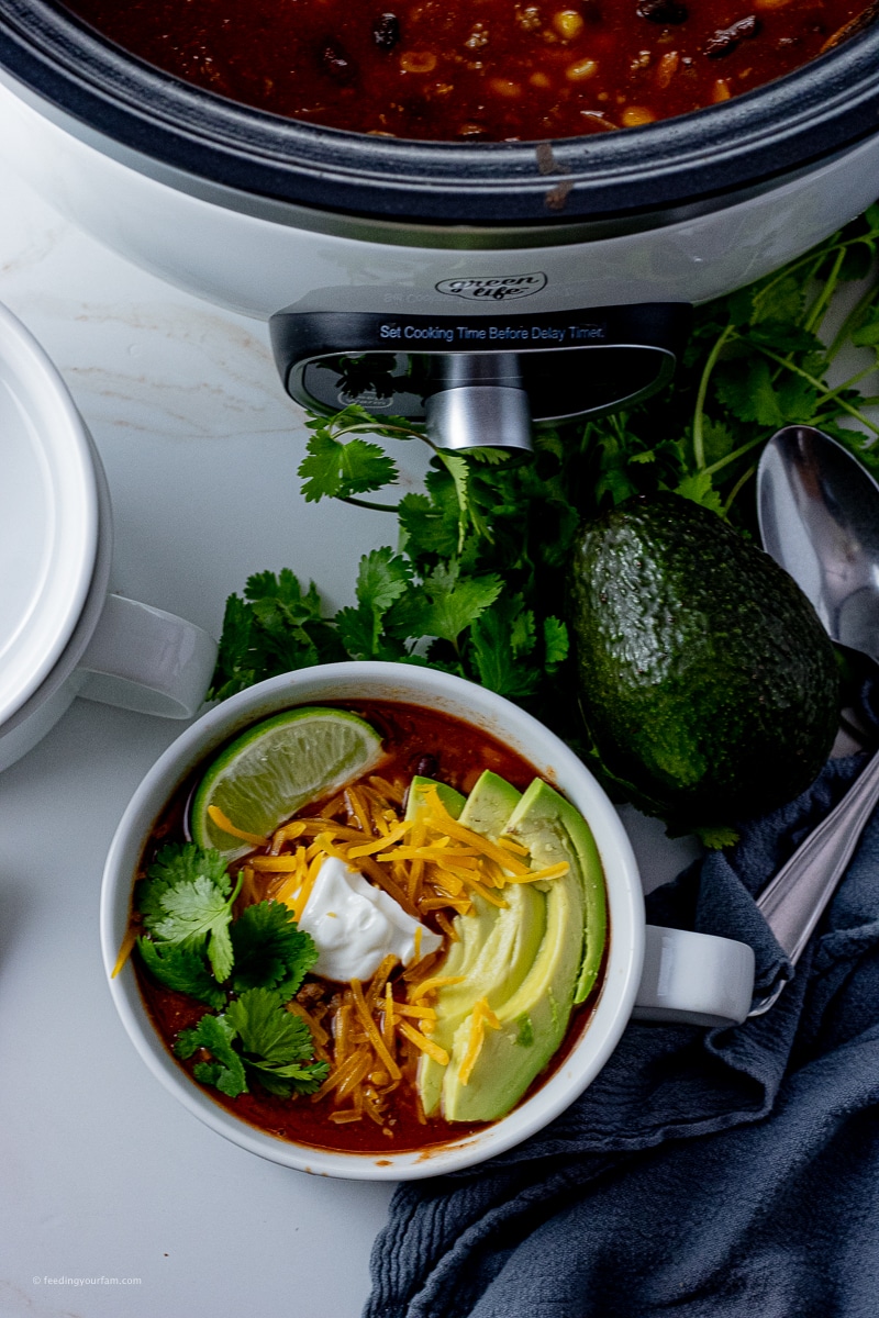 Bust out the slow cooker for this simple and delicious Taco Soup Recipe. This is a simple, stress-free meal idea that anyone can whip up in just a matter of minutes. Minimum effort with maximum taste, taco soup is your ticket to the perfect family dinner.