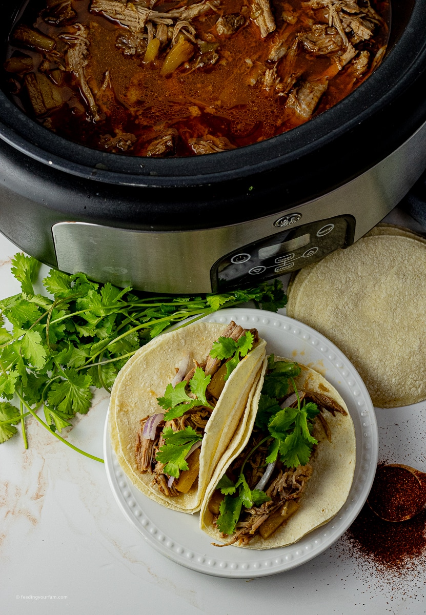 Get ready to fill your home with the comforting smells from this easy Green Chile Pulled Pork recipe. Perfect for busy weeknights, this is all made right in the slow cooker making for tender fall-apart pork that the whole fam will be raving about.