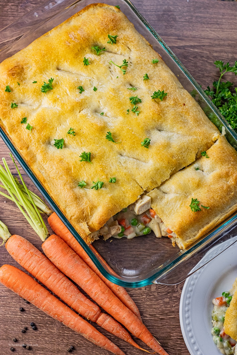 Easy Chicken Pot Pie with Crescent Rolls - Feeding Your Fam