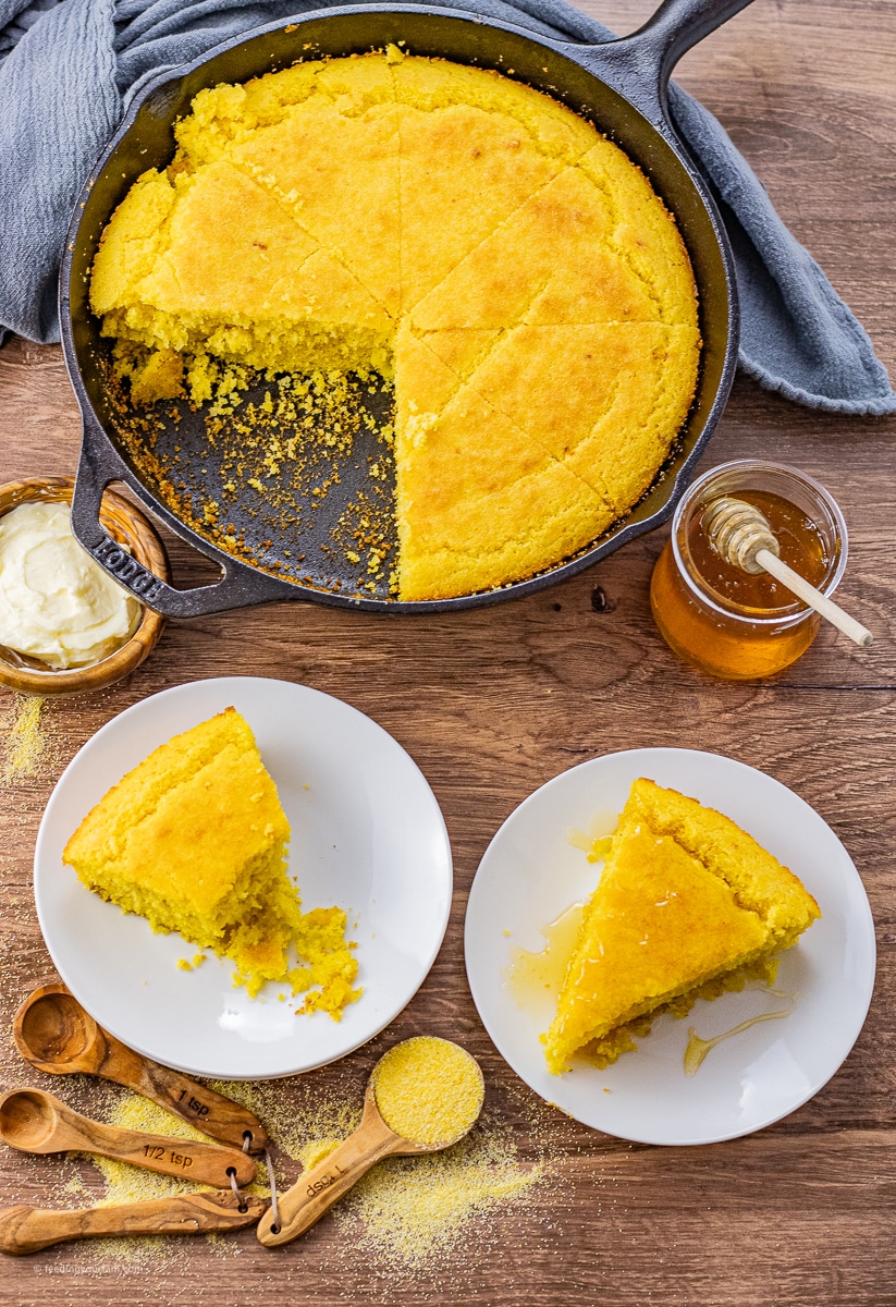 Cast Iron Cornbread is a classic rustic recipe that only takes a few simple ingredients to whip up.