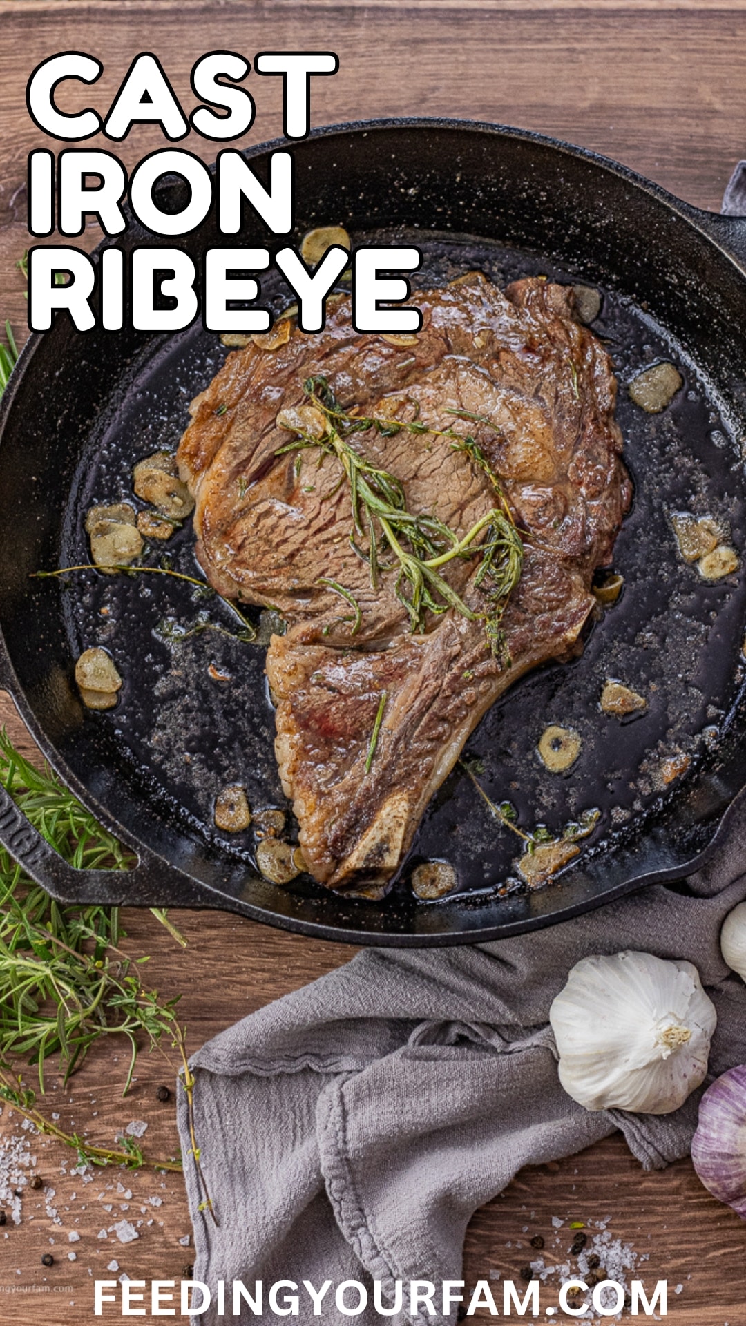 This is my foolproof method for cooking a perfect Cast Iron Ribeye Steak on the stovetop. If you want a restaurant quality ribeye steak right at home, this is the recipe you need to try.