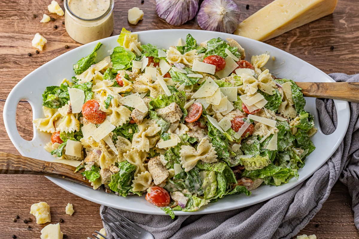 Chicken Caesar Pasta Salad - Feeding Your Fam