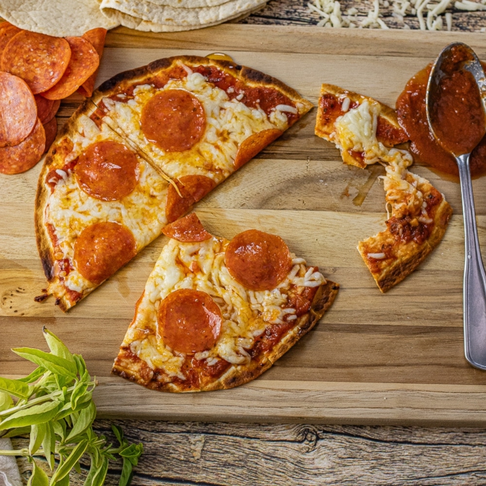 Quick and Crispy Cast Iron Skillet Tortilla Pizza Recipe