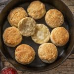 homemade buttermilk biscuits in a cast iron skillet