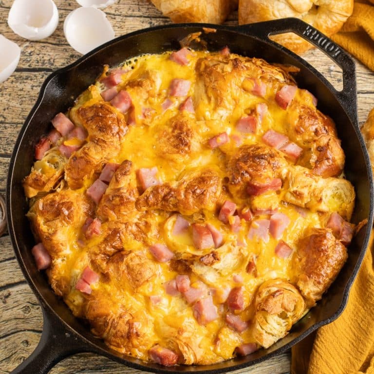 ham and cheese croissant casserole