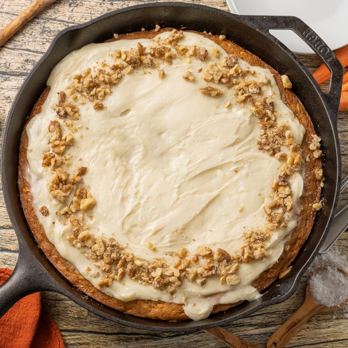 Skillet Carrot Cake with Cream Cheese Frosting