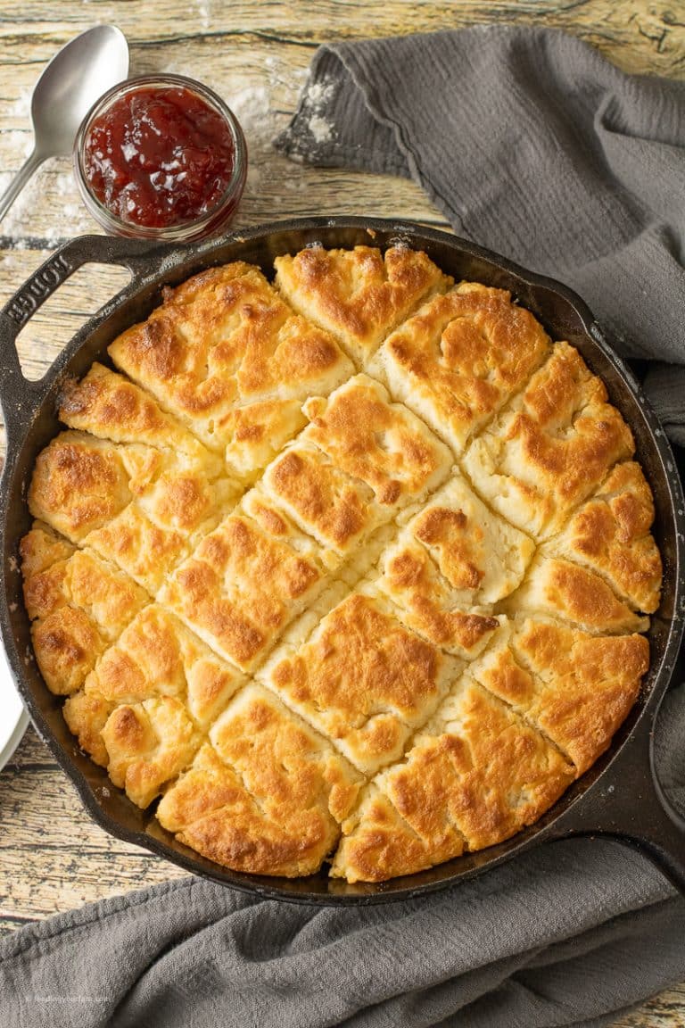 butter swim biscuits recipe in a cast iron skillet