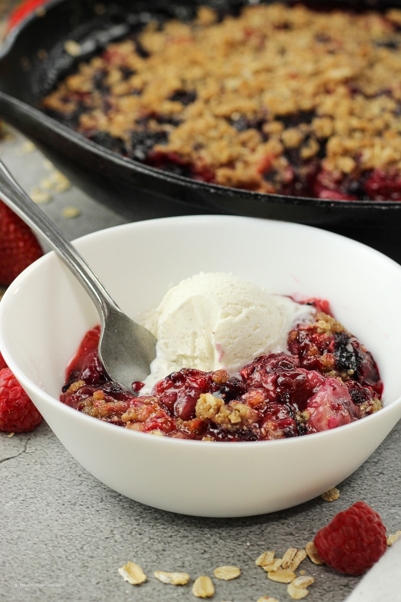 skillet fresh berry crisp in a skillet