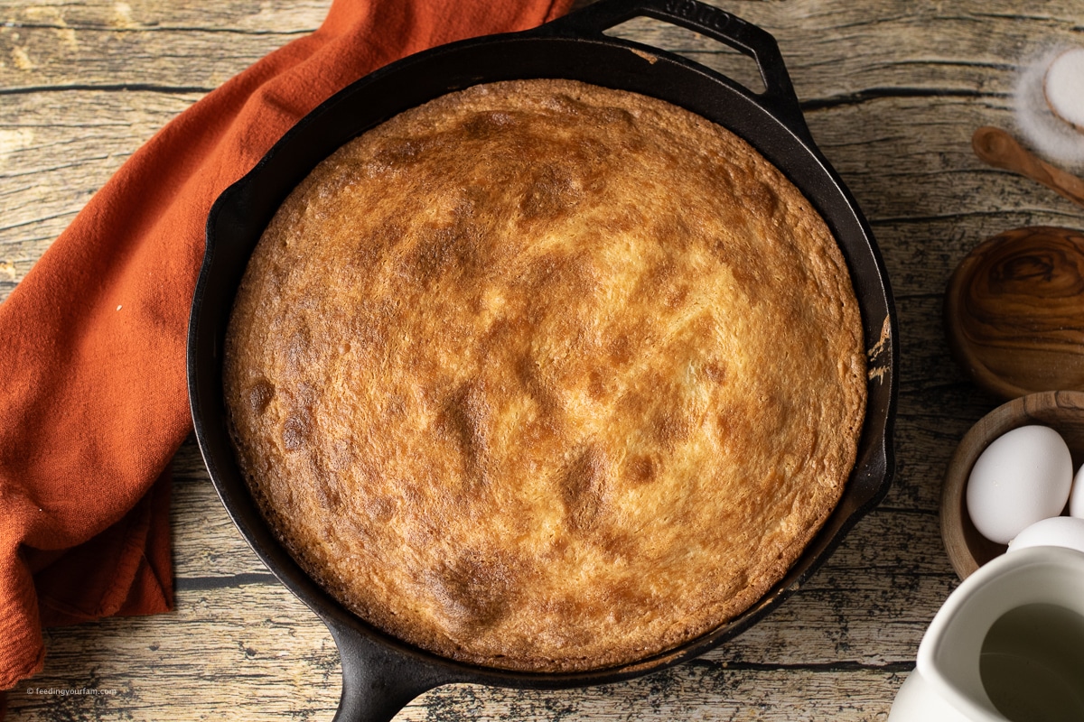 browned butter cake in a cast iron skillet 