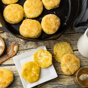 Cornmeal Biscuits in Cast Iron Skillet