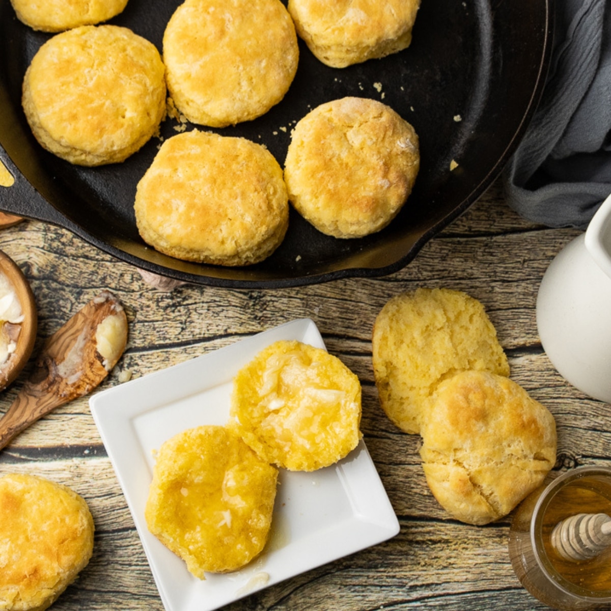 Cornmeal Biscuits in Cast Iron Skillet