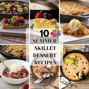 collage of skillet desserts