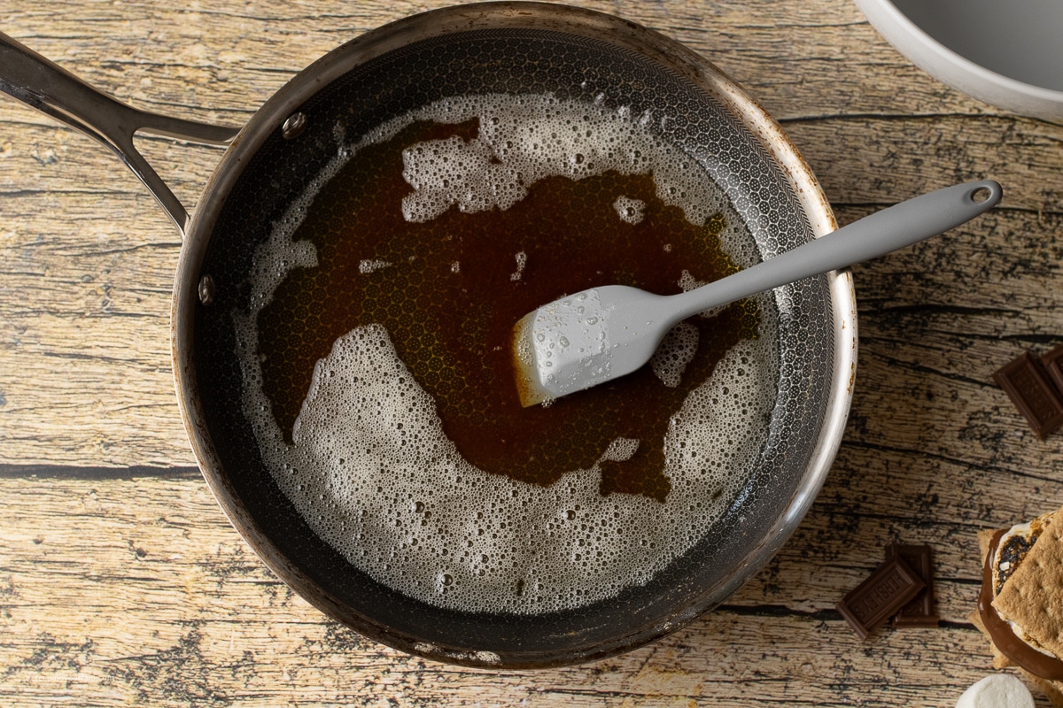 making brown butter in a skillet 
