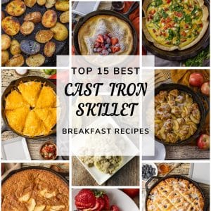 image of breakfast recipes baked in cast iron skillets