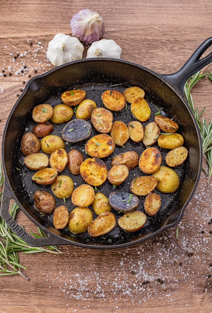 skillet potatoes, crispy and baked in cast iron