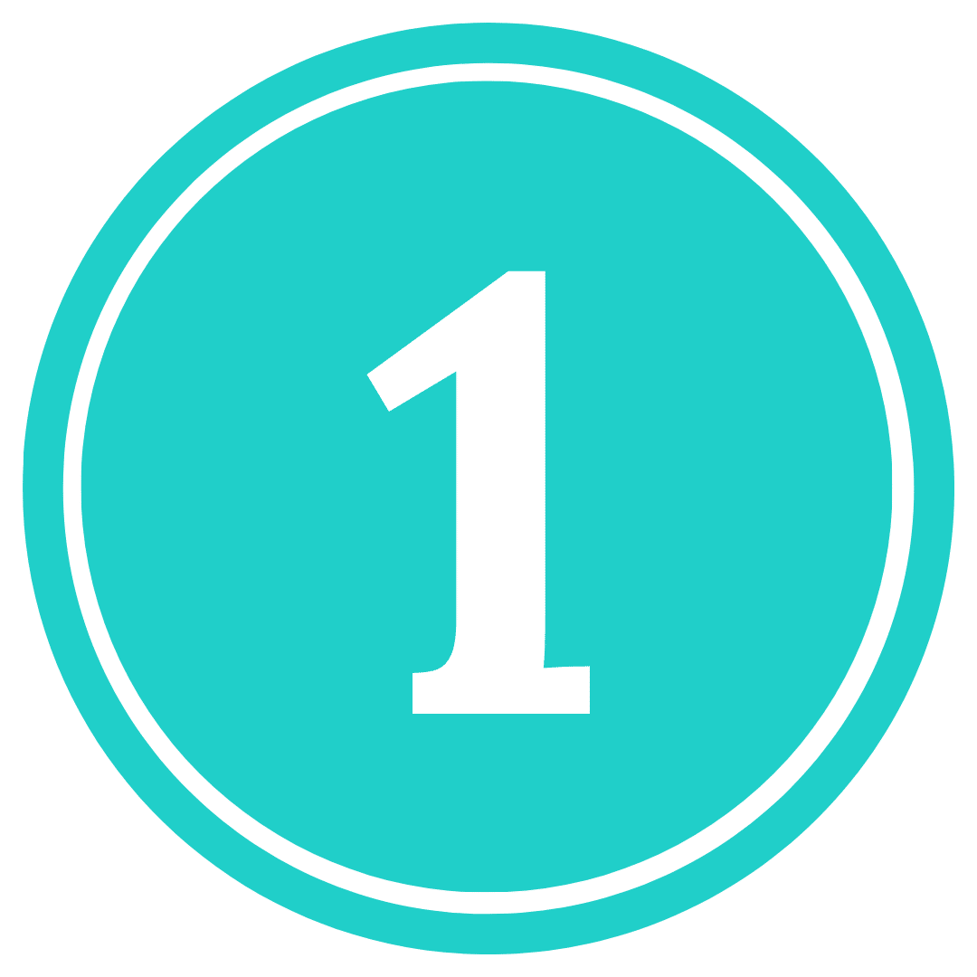 number one in a teal circle