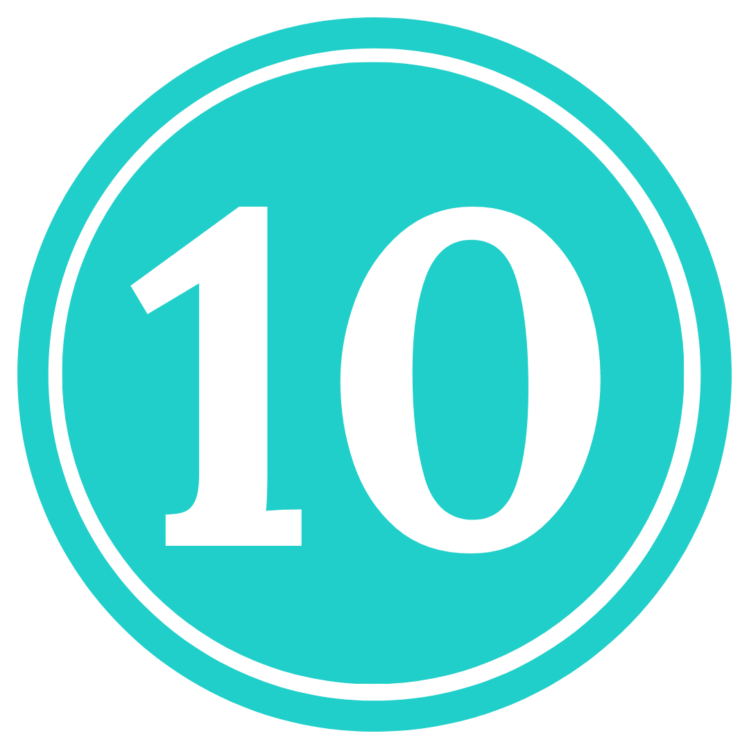 number 10 in a teal circle