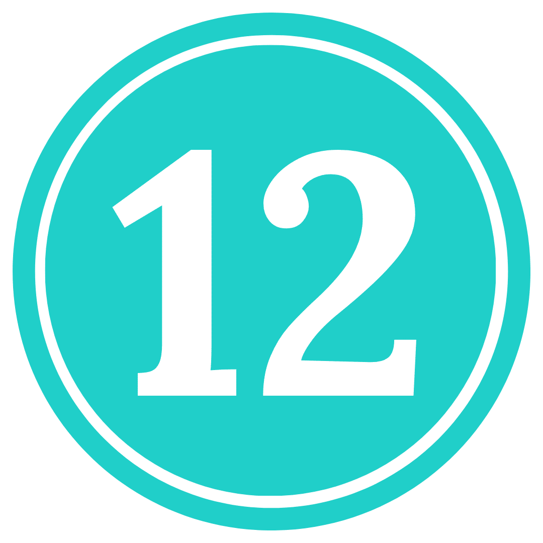 number 12 in a teal circle