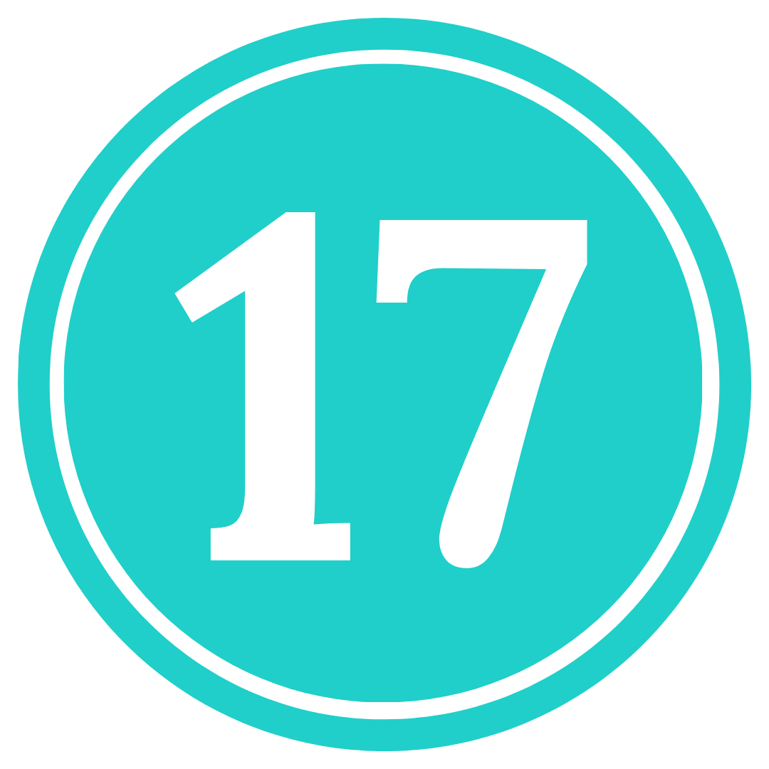 number 17 in a teal circle