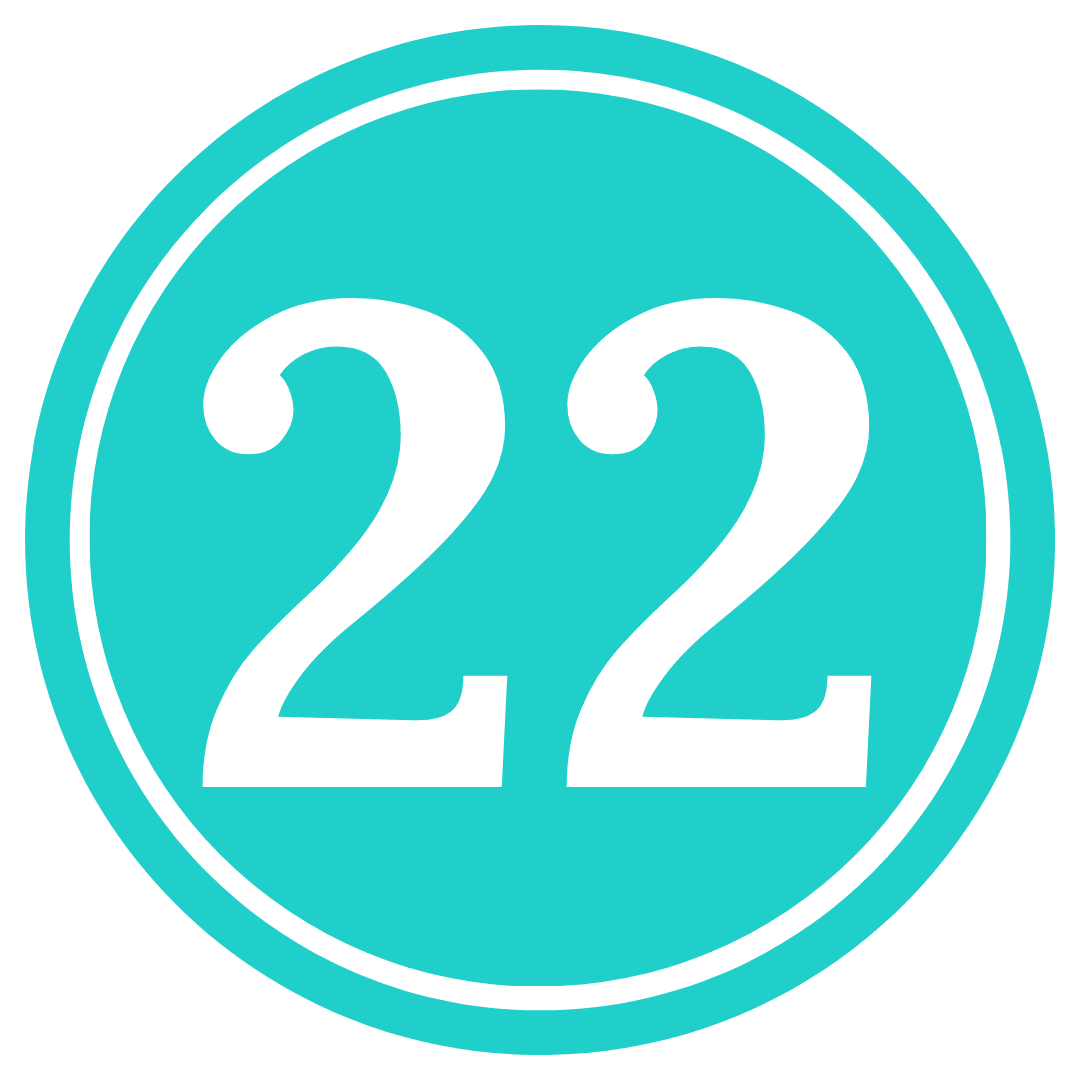 number 22 in a teal circle