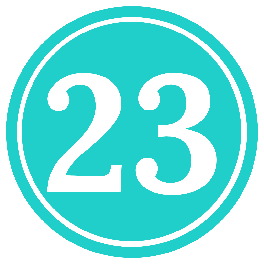number 23 in a teal circle