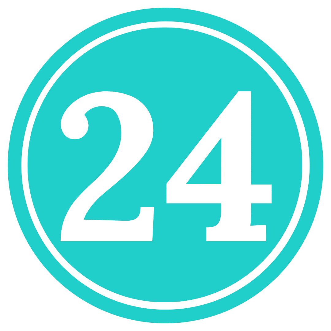 number 24 in a teal circle