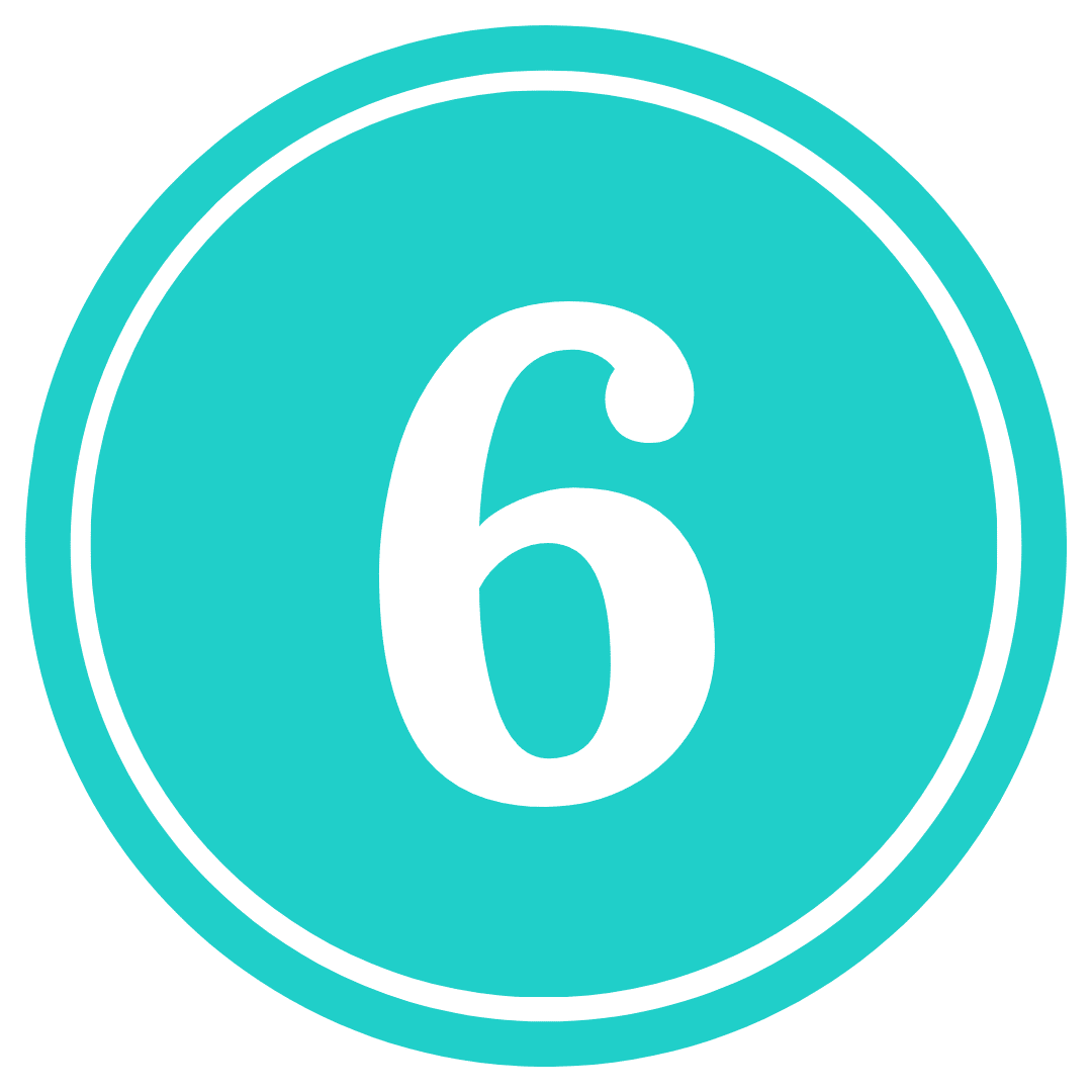 number 6 in a teal circle