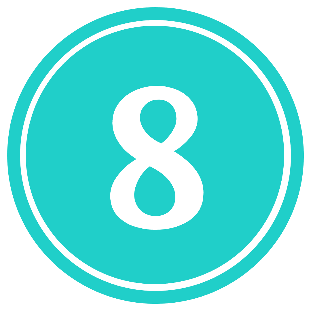 number 8 in a teal circle