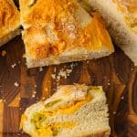 jalapeno cheddar bread with melted cheese and jalapeno pieces