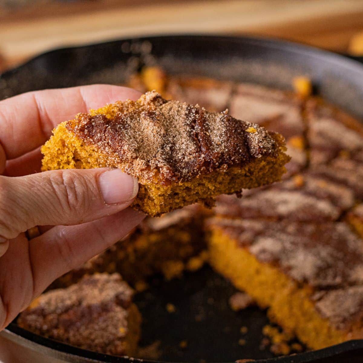Cast Iron Pumpkin Bread With Cinnamon Sugar Topping